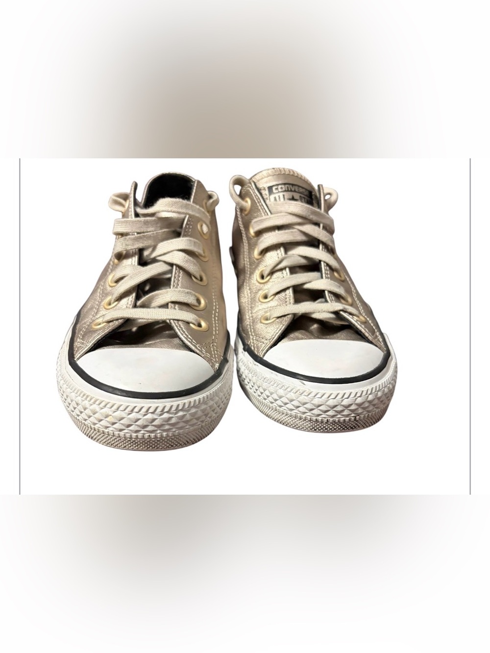 Converse Metallic Gold Low Top Sneakers with White Toe